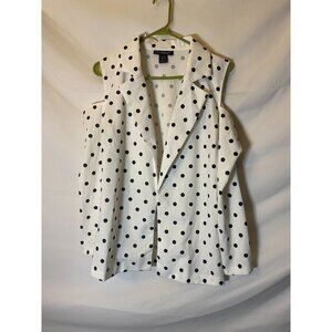 Ashley Stewart Womens Plus Size 1X 14/16 Polka Dot Classy Shirt Blouse Jacket